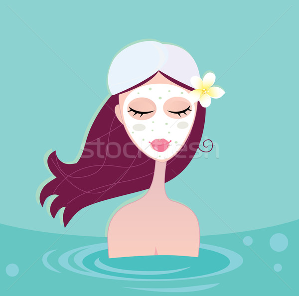 Hydrotherapie spa vrouw ontspannen Blauw mooie Stockfoto © lordalea