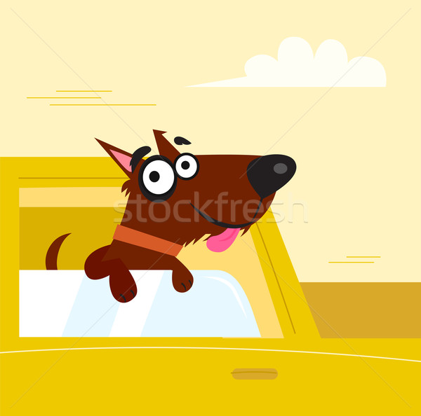 Happy brown dog travel in the car Stock photo © lordalea