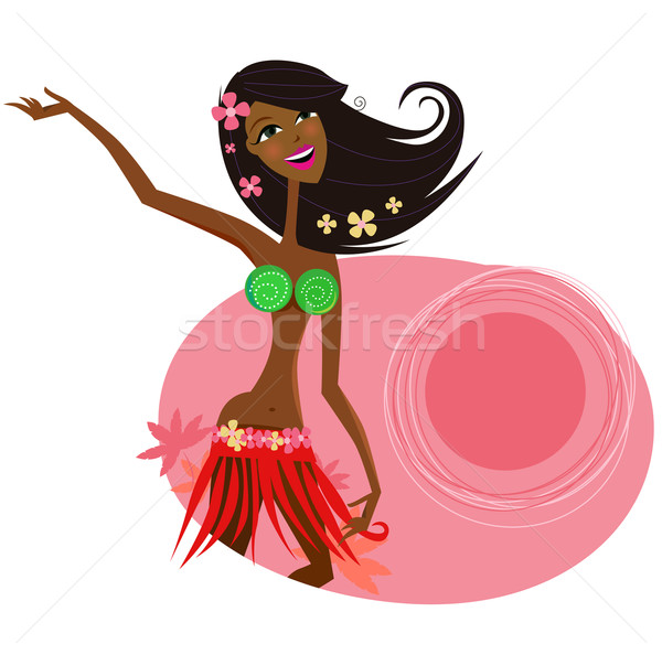 Hawaii meisje danser exotisch glimlach gezicht Stockfoto © lordalea