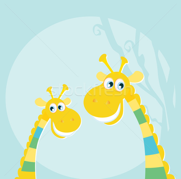 Foto stock: Engraçado · selva · amarelo · girafas · vetor · feliz