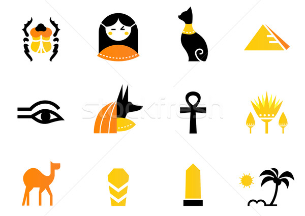 Egypt icons and design elements isolated on white ( back and ora Stock photo © lordalea