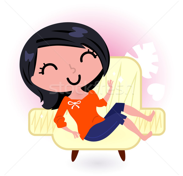 Stock photo: Woman relaxing in sofa isolated on white