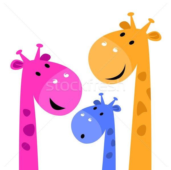 Giraffe colorful family isolated on white Stock photo © lordalea