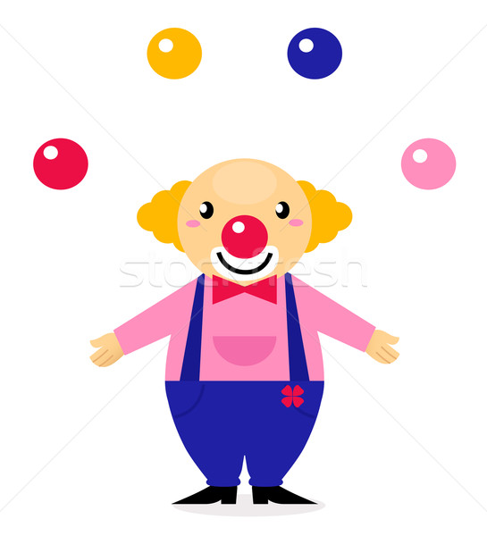 Stock photo: Juggling colorful circus Clown isolated on white