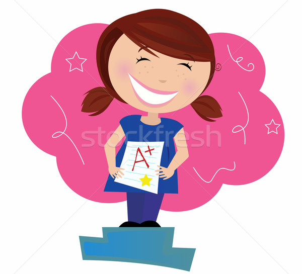 Back To School: Happy Small Child Dreaming About Good Grades Stock photo © lordalea