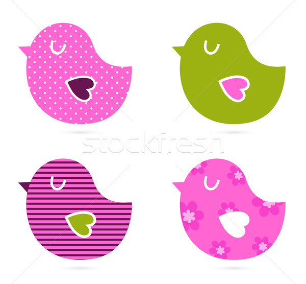 Cute abstract birds collection isolated on white Stock photo © lordalea