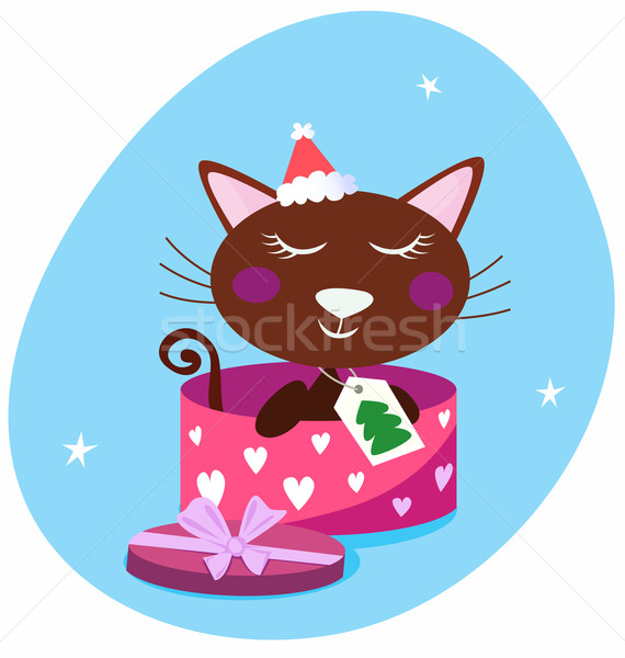 Stock fotó: Barna · karácsony · macska · rózsaszín · ajándék · doboz · szeretet