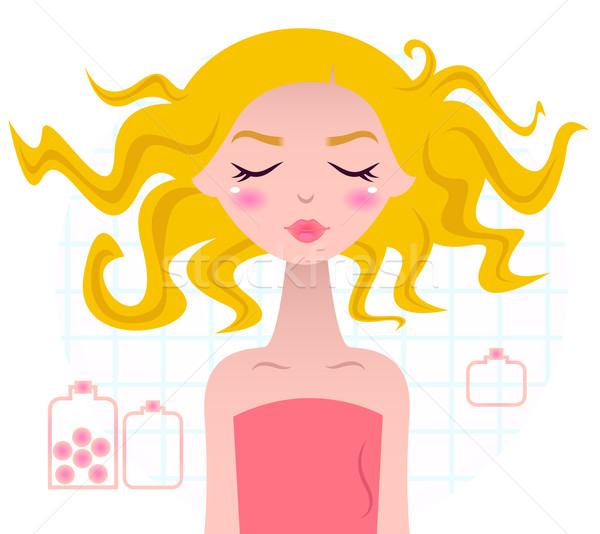 Beautiful Spa blond girl in pink towel isolated on white Stock photo © lordalea