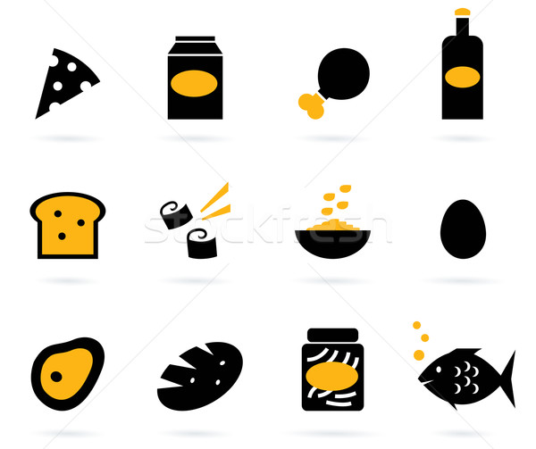 Retro food icons set isolated on white ( black, yellow )
 Stock photo © lordalea