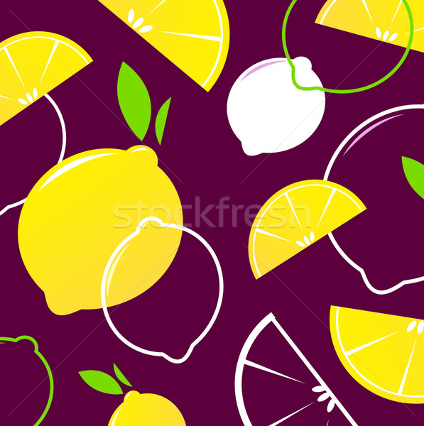 Vector Lemon slices retro background or pattern - yellow & dark Stock photo © lordalea