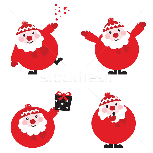 Stock photo: Collection of funny red Santa isolated on white, vector

