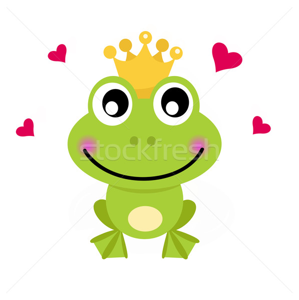 Stock photo: Frog cartoon prince isolated on white