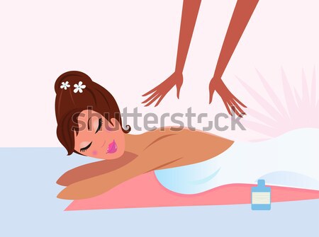 Body care: Spa girl enjoying massage isolated on white Stock photo © lordalea
