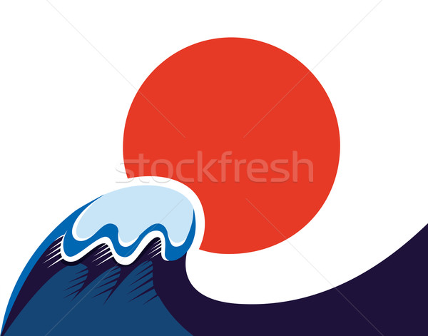 Japan symbol of sun and tsunami wawe isolated on white Stock photo © lordalea