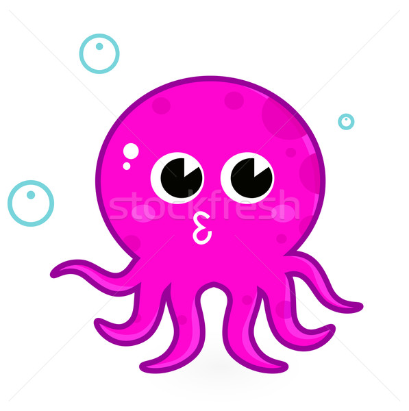 Pink cartoon octopus isolated on white Stock photo © lordalea