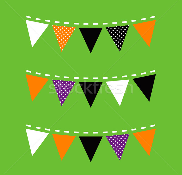 Colorful Halloween Bunting isolated on green background Stock photo © lordalea