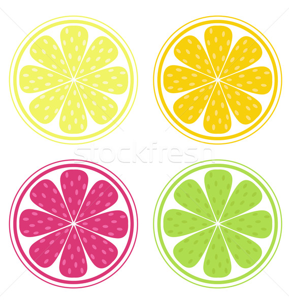 [[stock_photo]]: Agrumes · tranches · isolé · blanche · citron · chaux