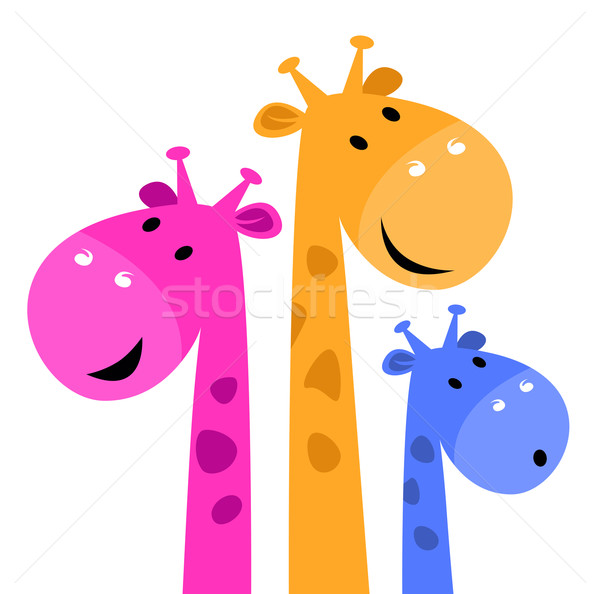 Stock photo: Colorful giraffe family isolated on white