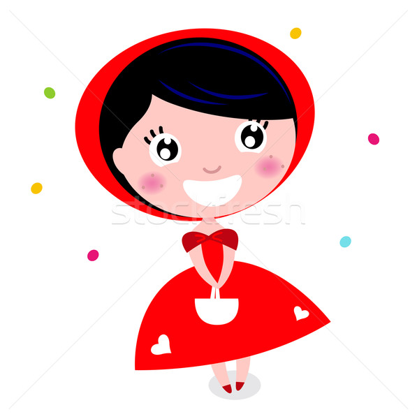 Cute little red riding hood isolated on white Stock photo © lordalea