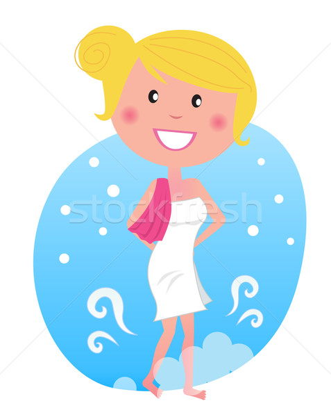 Woman walking in snow after hot sauna Stock photo © lordalea