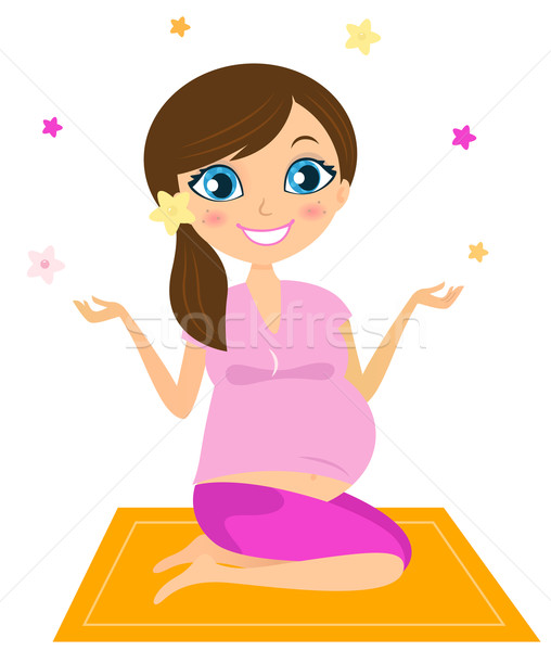 Pregnant yoga woman juggling with flowers Stock photo © lordalea