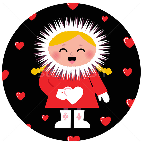 Cute Eskimo girl holding heart design Stock photo © lordalea