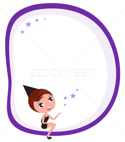 Stockfoto: Halloween · banner · cute · heks · meisje · vector