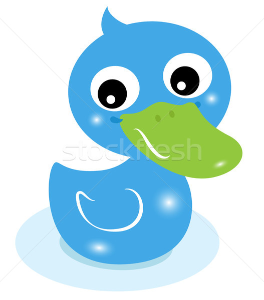Cute little blue rubber duck isolated on white Stock photo © lordalea