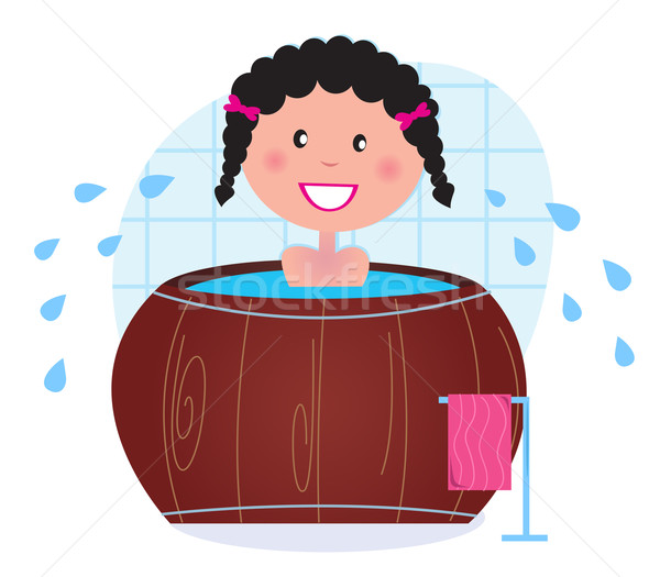 A woman soaking in whirlpool / cold barrel tub after sauna
 Stock photo © lordalea