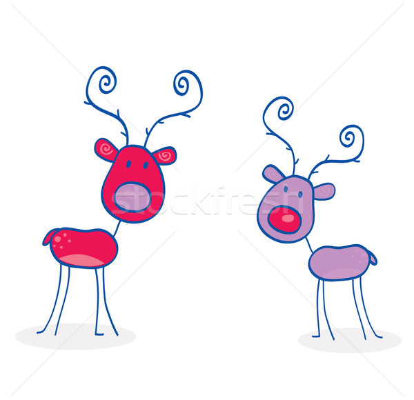 Doodle Christmas Reindeers Isolated On White
 Stock photo © lordalea