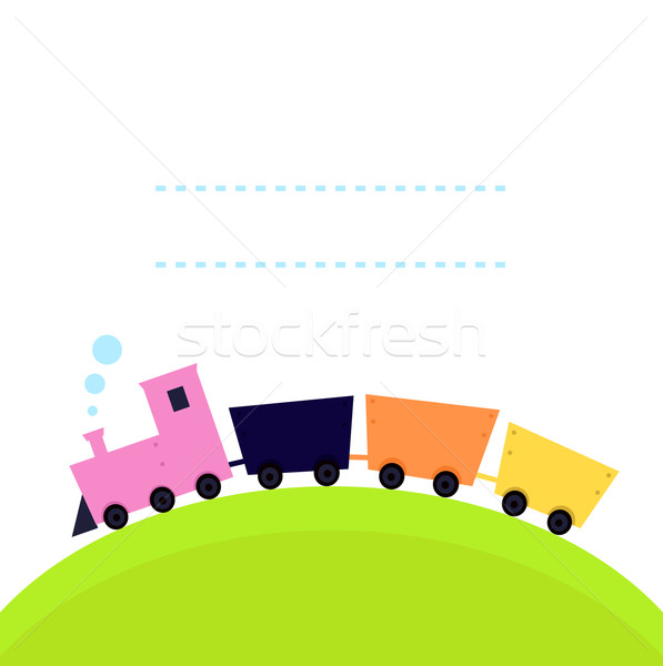 Cute colorful Train on hill with copy space Stock photo © lordalea