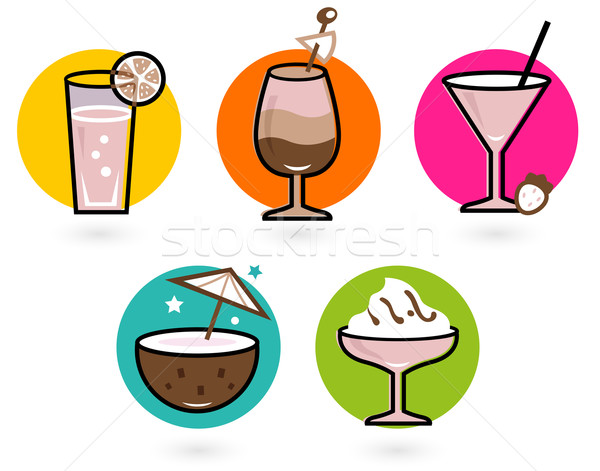 Summer retro colorful drinks isolated on white Stock photo © lordalea