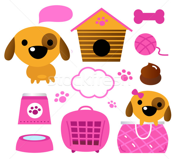 Cute dog accessories collection isolated on white Stock photo © lordalea