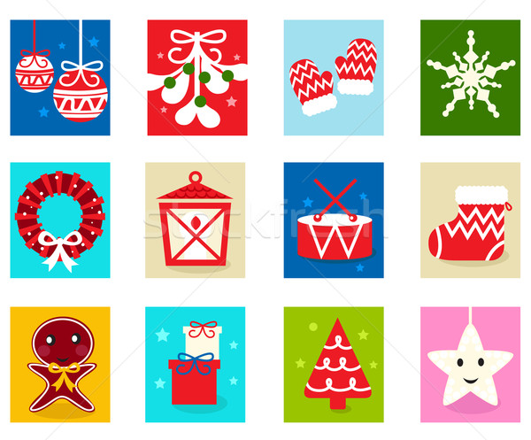 Stock foto: Weihnachten · Aufkommen · Kalender · Elemente · isoliert · weiß