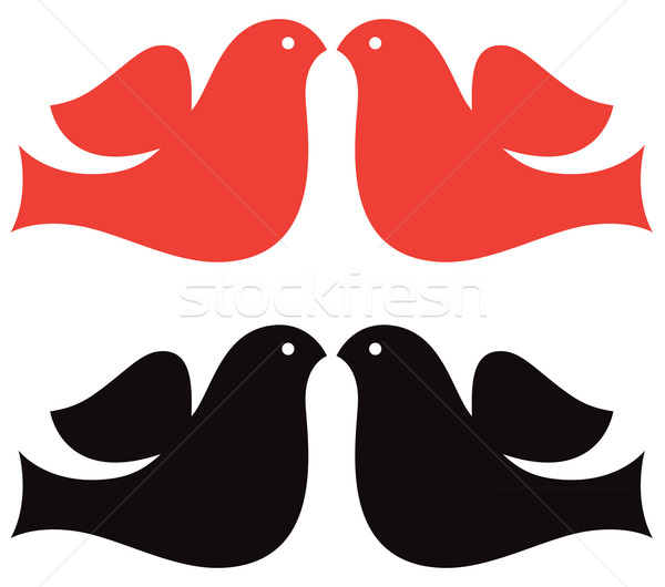 Valentine Doves silhouette set isolated on white  Stock photo © lordalea