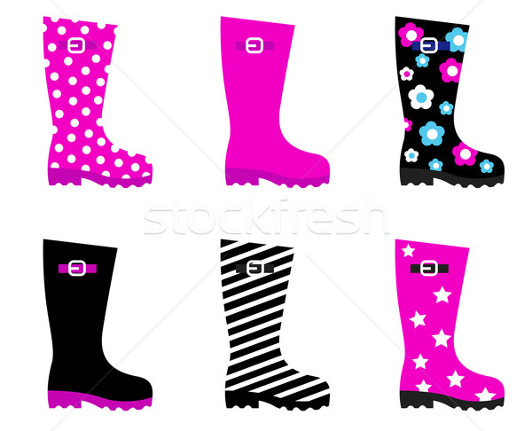 Fresh & colorful rain wellies boots isolated on white Stock photo © lordalea