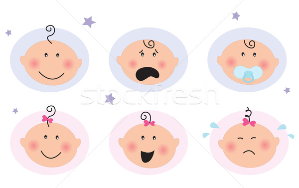 Baby Junge Mädchen Symbole Gesichtsausdruck cute Stock foto © lordalea
