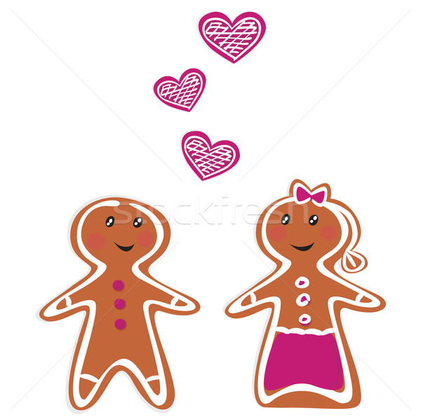 Vector Gingerbread People - Couple isolated on white Stock photo © lordalea