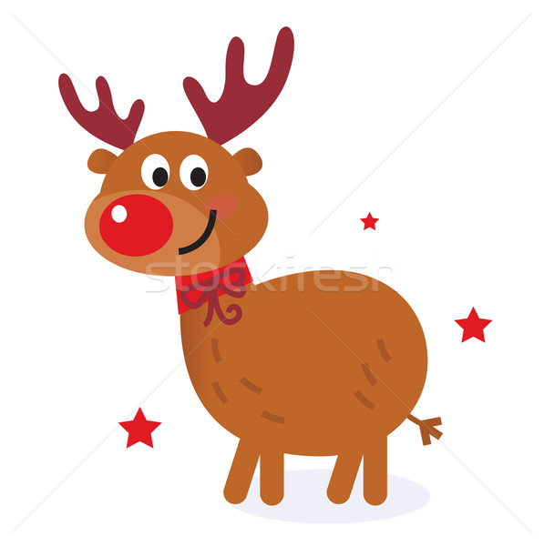 Cute christmas cartoon reindeer isolated on white Stock photo © lordalea