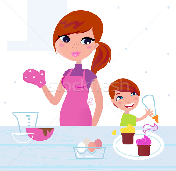 商業照片: 快樂 · 母親 · 烹飪 · 廚房 · 媽媽