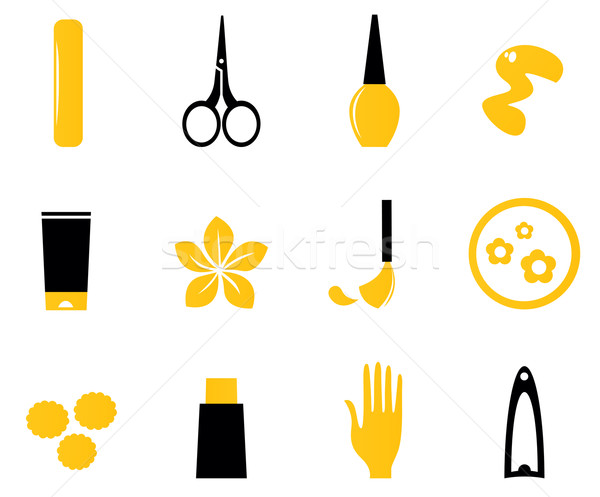 Manicure, cosmetics and beauty icons isolate on white ( orange,  Stock photo © lordalea