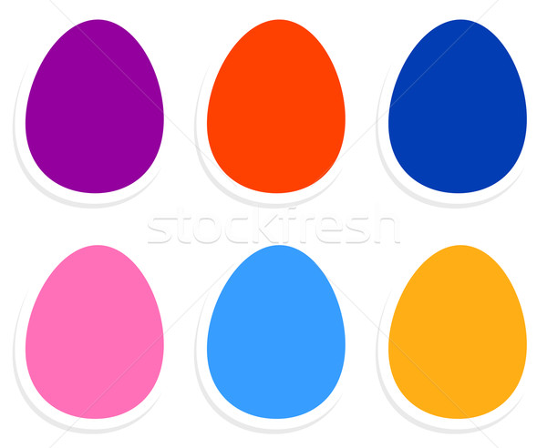 Foto stock: Colorido · ovos · de · páscoa · coleção · isolado · branco · vibrante