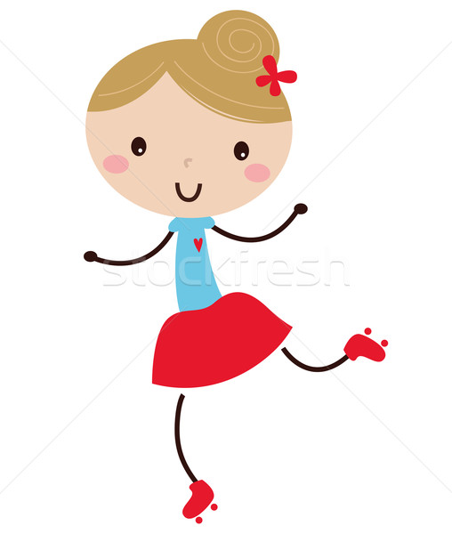 Cute doodle Roller Skating Girl isolated on white Stock photo © lordalea