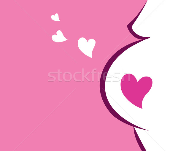Foto stock: Mulher · grávida · ícone · coração · rosa · expectativa
