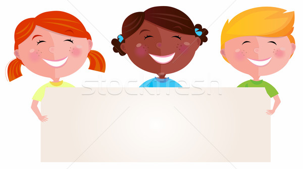 Cute Multicultural Children Holding A Blank Sign
 Stock photo © lordalea