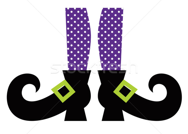 かわいい 魔女 脚 孤立した 白 紫色 ストックフォト © lordalea