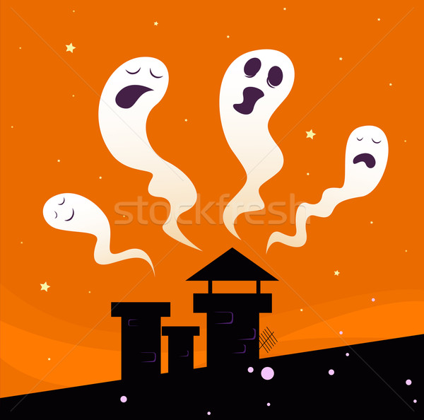 Foto stock: Halloween · noite · assustador · fantasma · fantasmas