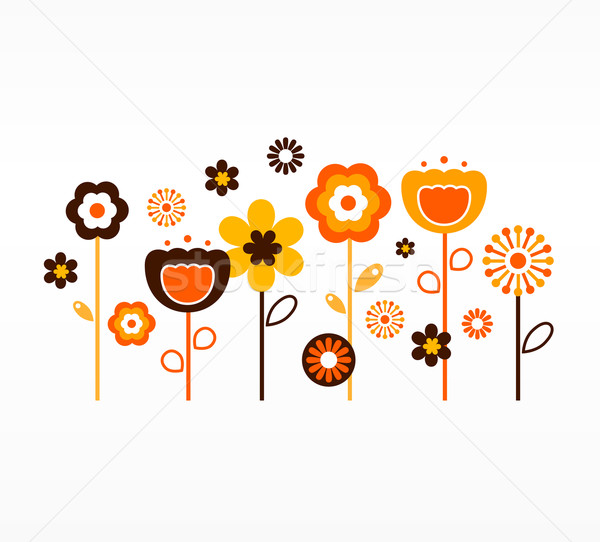 Retro spring flowers collection ( orange and brown ) Stock photo © lordalea