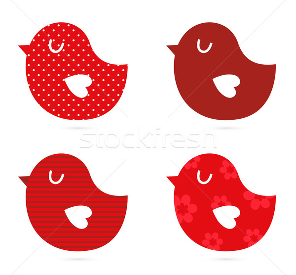 鳥類 向量 集 孤立 白 紅色 商業照片 © lordalea