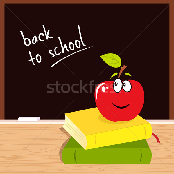 Back to school: apple, books and black board Stock photo © lordalea